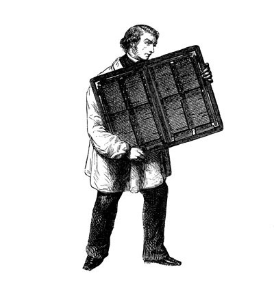 A compositor carrying a heavy ‘forme'